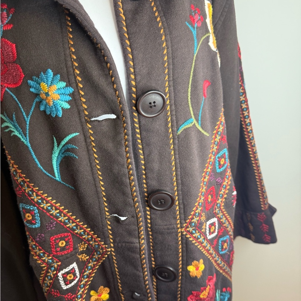 Vintage Johnny Was Brown Floral Embroidered Jacket - Excellent condition! - Picture 5 of 6